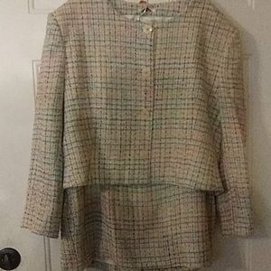 2 piece multicolored jacket, and skirt